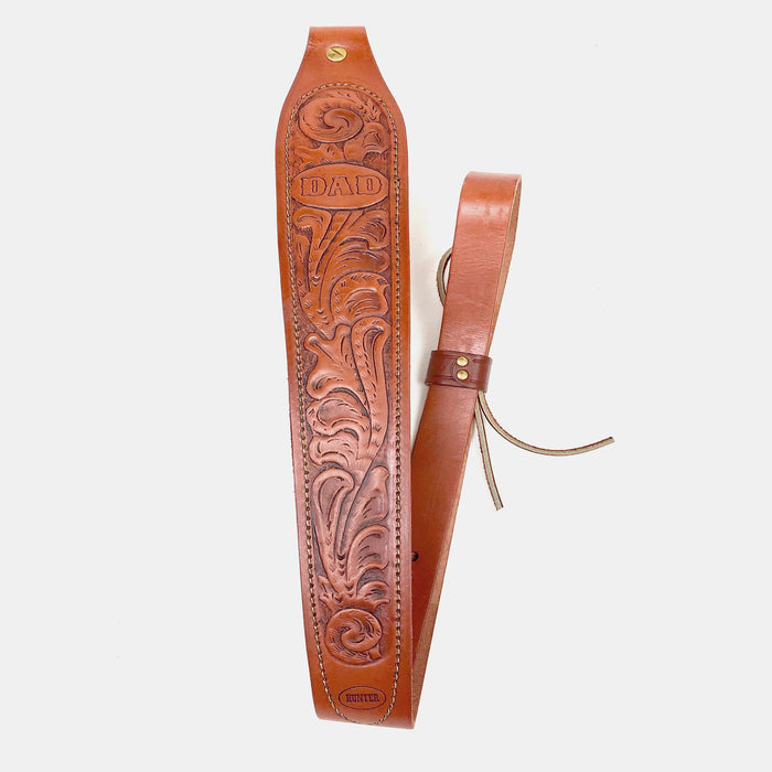 Leather Rifle Sling » Vintage Military Brown Leather Rifle Long Gun Sling Adjustable Strap 03 Pf