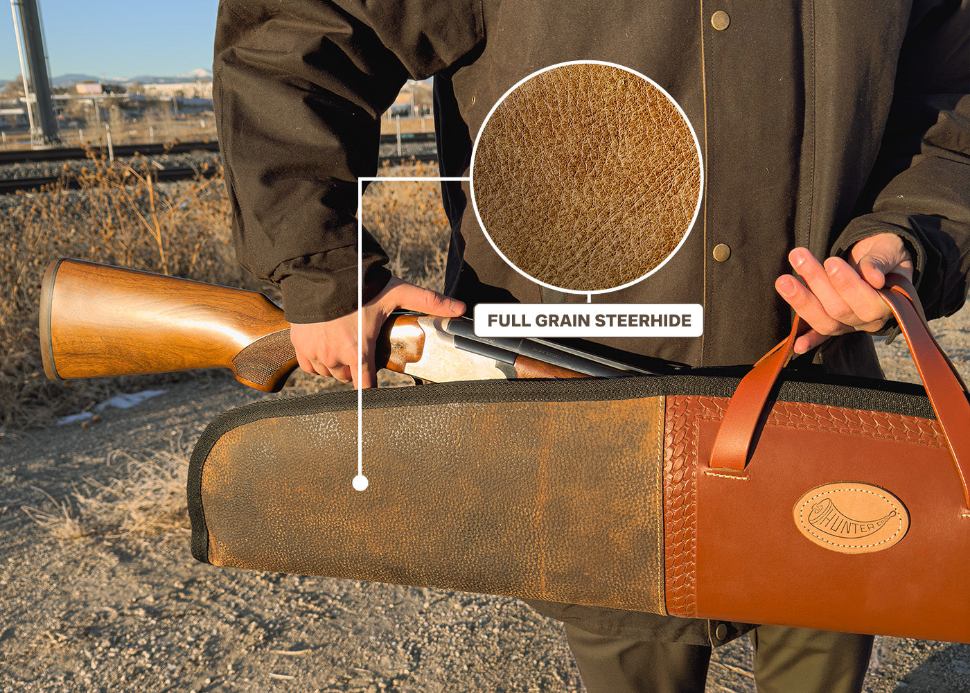thumbnail image 2 of Genuine Leather Shotgun Soft Case – Buffalo Hunting Gun Bag – USA S&S Brand 2 of 6